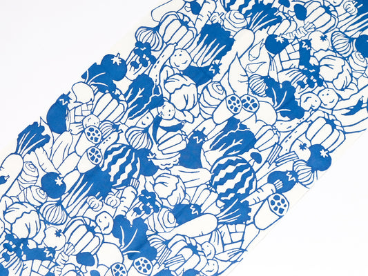 てぬぐい 野菜づくし 青 - CIBI TOKYO STORE