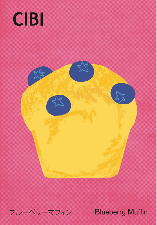 Blueberry-themed Bake Market Special Postcard featuring a vibrant blueberry illustration from CIBI TOKYO STORE.