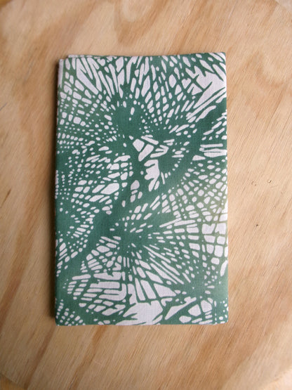 Japanese tenugui towel with blurred pine tree design by Kamawanu, showcasing traditional indigo fabric and artistic shading.